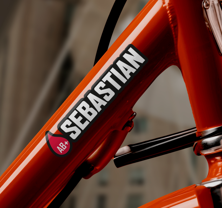 Vlag met naam bloedgroep fiets sticker - TenStickers