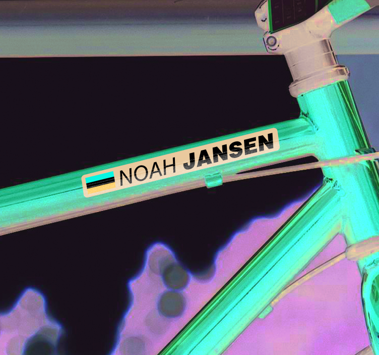 Racefiets met vlag en naam fiets sticker - TenStickers