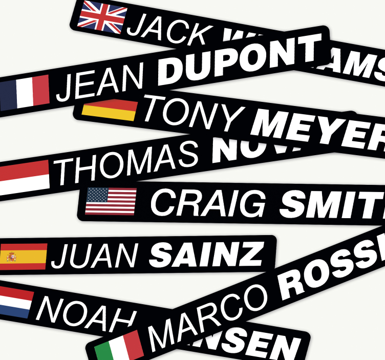 Racefiets met vlag en naam fiets sticker - TenStickers