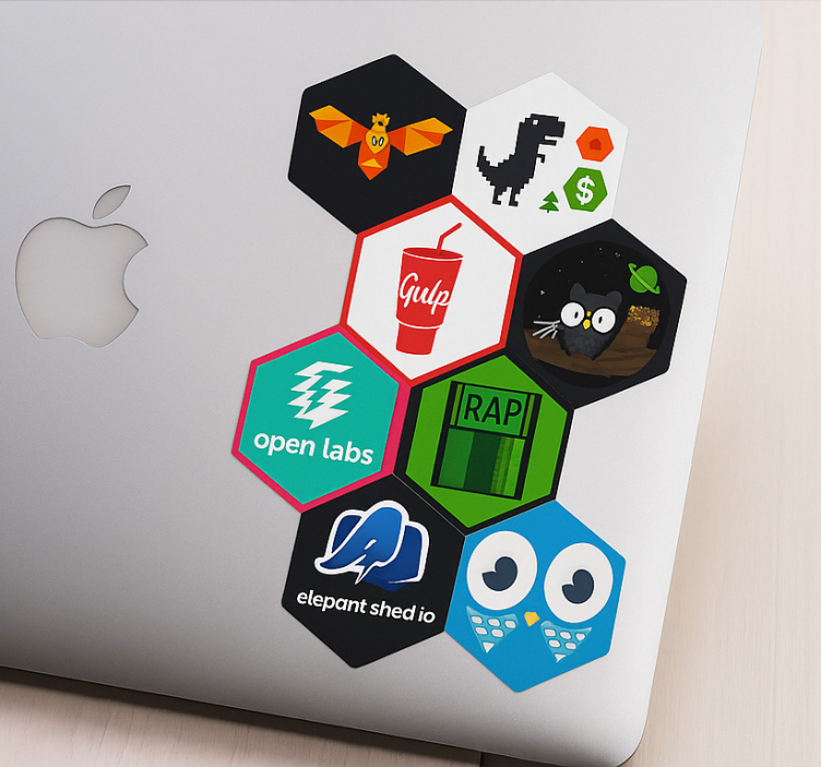 Aangepaste hexagon stickerbom laptop sticker - TenStickers