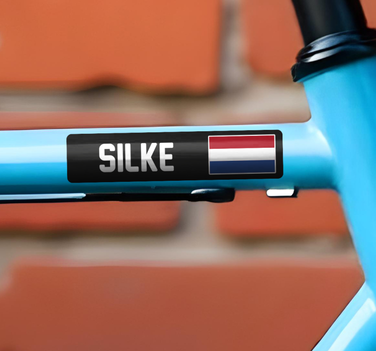 Aangepaste vlag en naam Fiets naamsticker - TenStickers