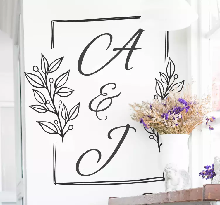 Aanpasbare initialen voor een paar liefde sticker - TenStickers