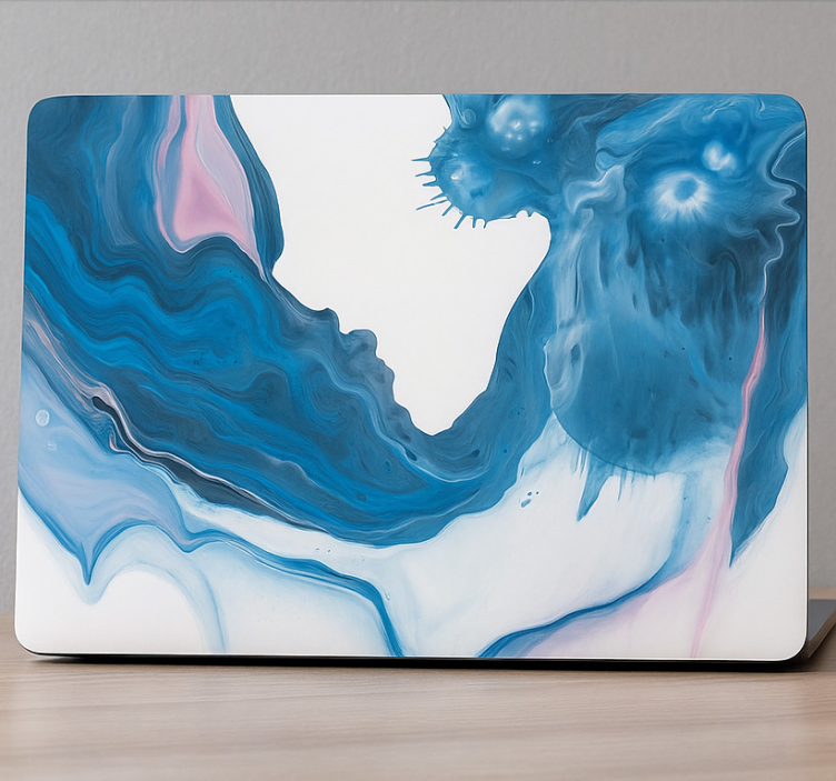 Abstracte gemarmerde inkt laptop sticker - TenStickers