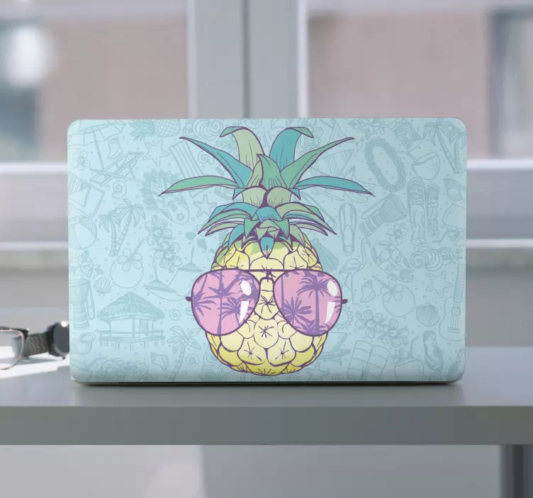 Ananas met glazen laptop sticker - TenStickers