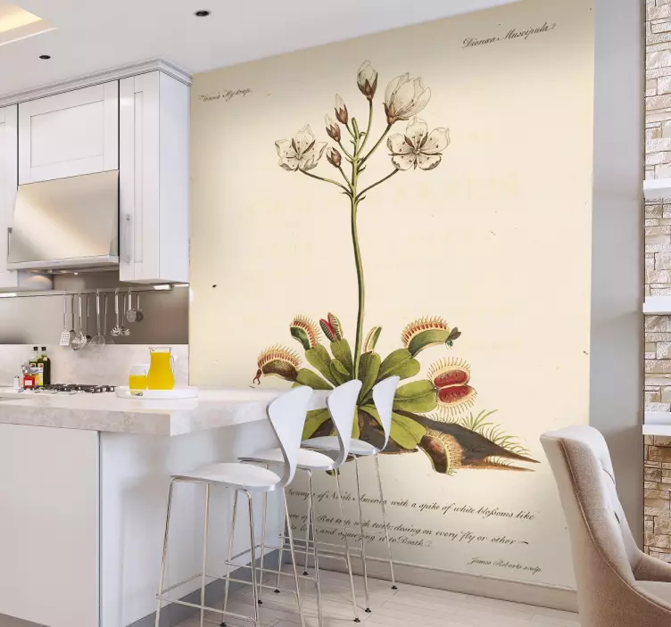 Bloemen muursticker met antieke botanische - TenStickers