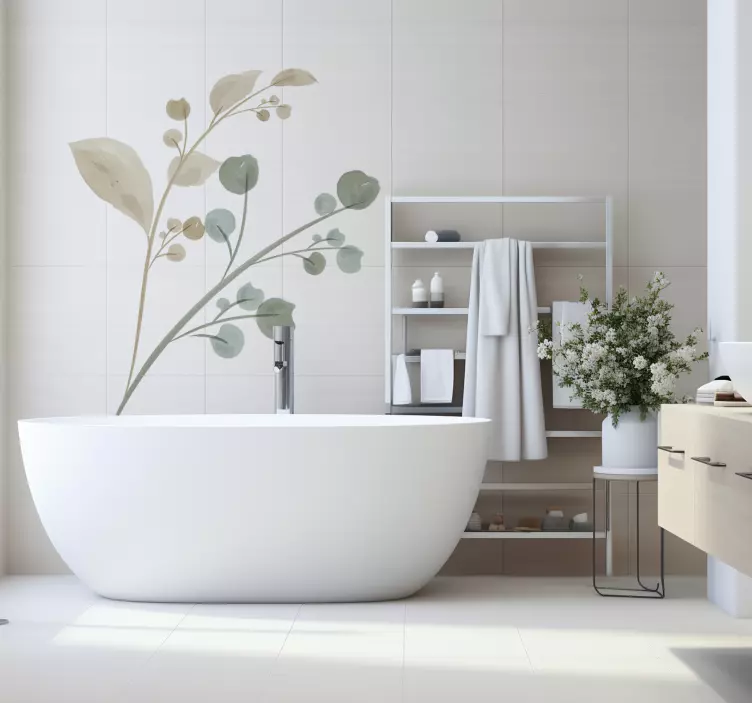 Aquarel tak badkamer muursticker - TenStickers