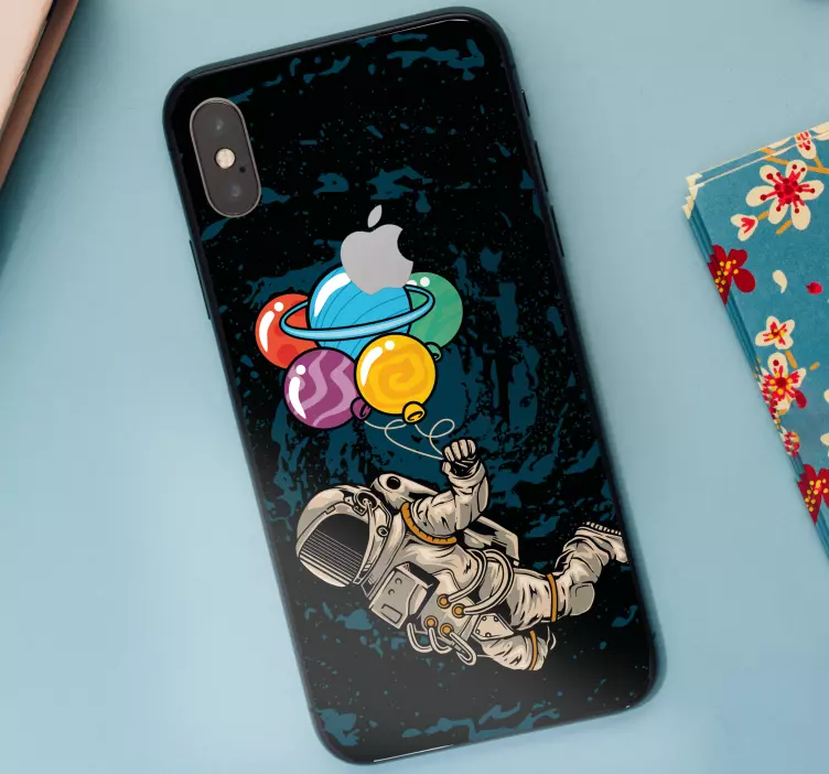 Astronaut met ballonnen iPhone sticker - TenStickers