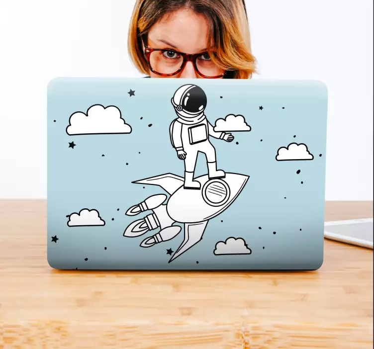Laptop sticker astronauten raket avontuur - TenStickers