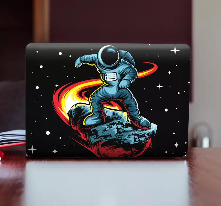 Laptop sticker astronaut zwevend avontuur - TenStickers