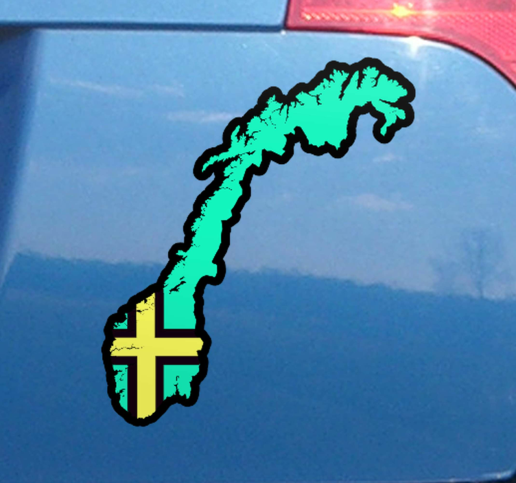 Auto bumper sticker blauwe kaart van noorwegen met vlag - TenStickers