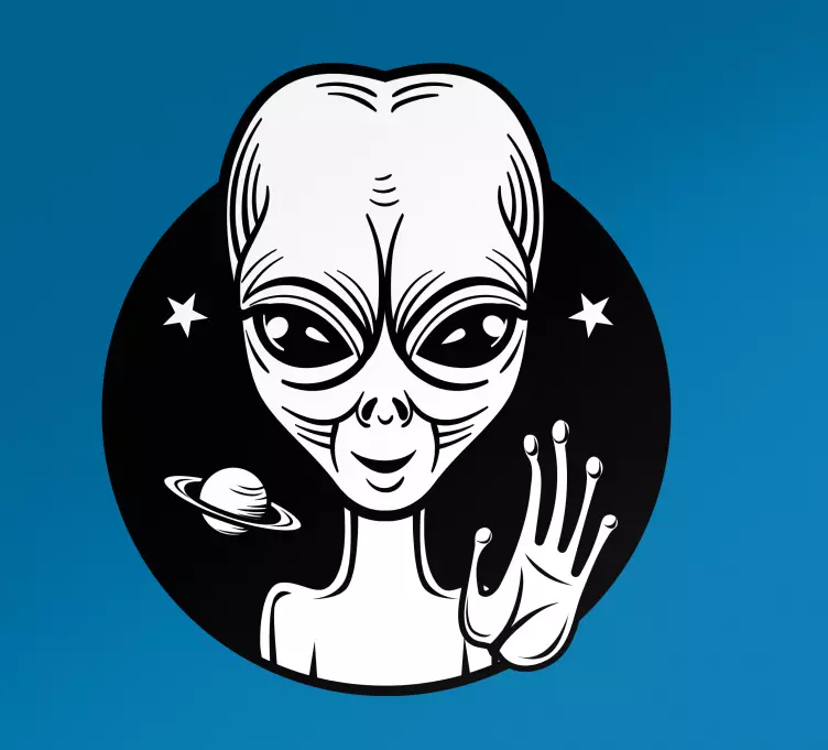 Autosticker alien personage groet - TenStickers