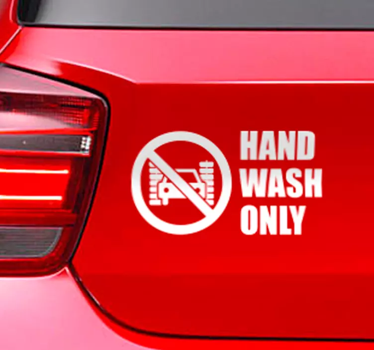 Auto bumper sticker hand wash only - TenStickers
