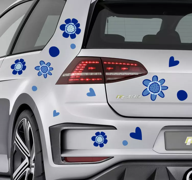 Auto stickers bloemen mono kleur - TenStickers