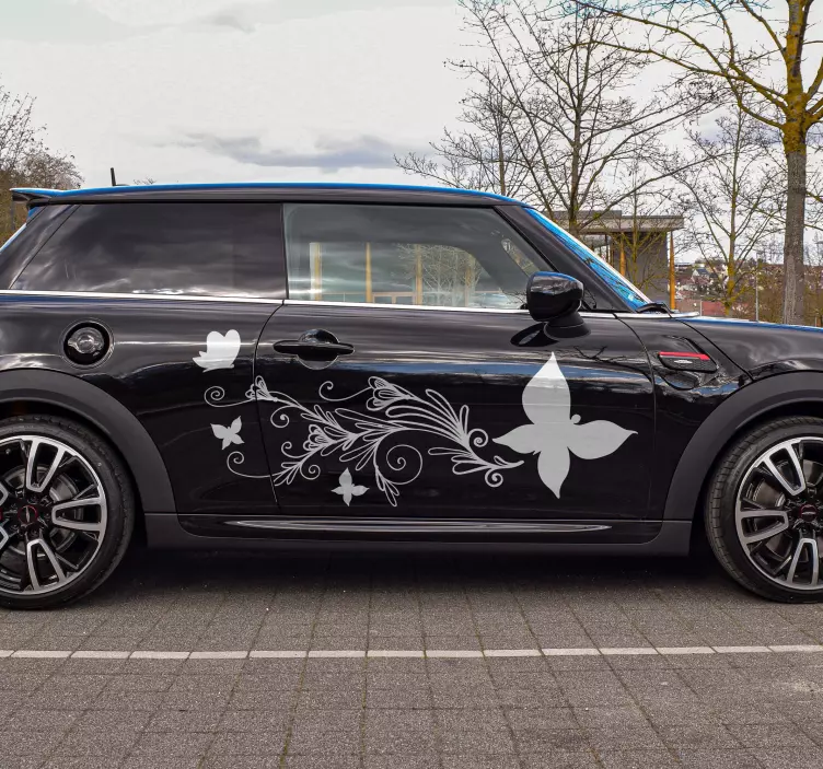 Auto stickers Bloem en vlinder - TenStickers