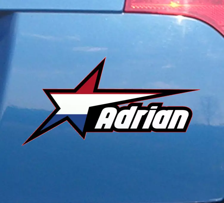 Sticker voor op auto Nederlandse vlag en aangepaste naam - TenStickers