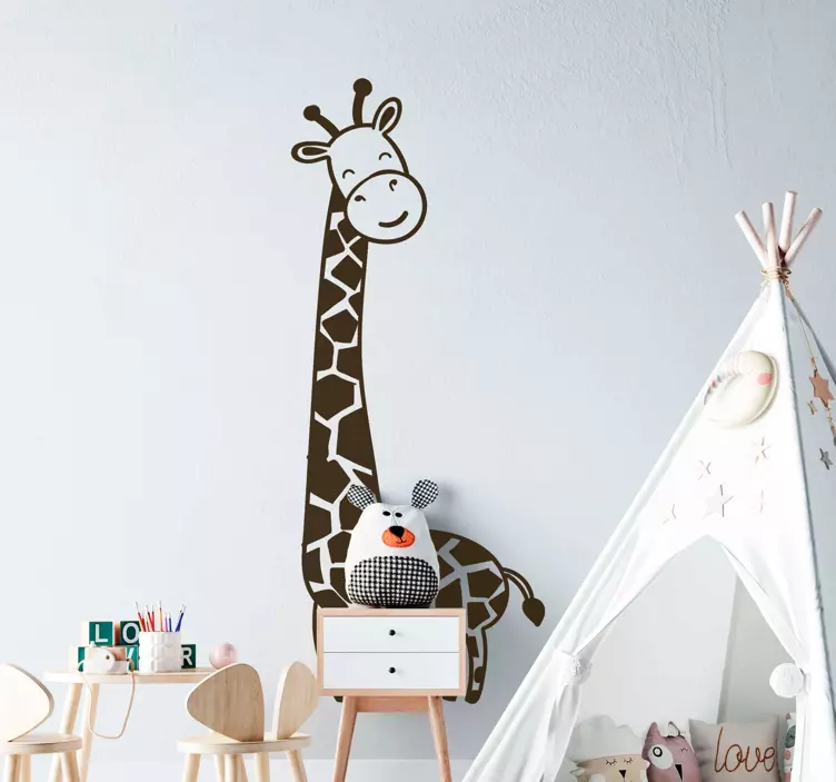 Muursticker kinderkamer giraffe baby wandelen - TenStickers