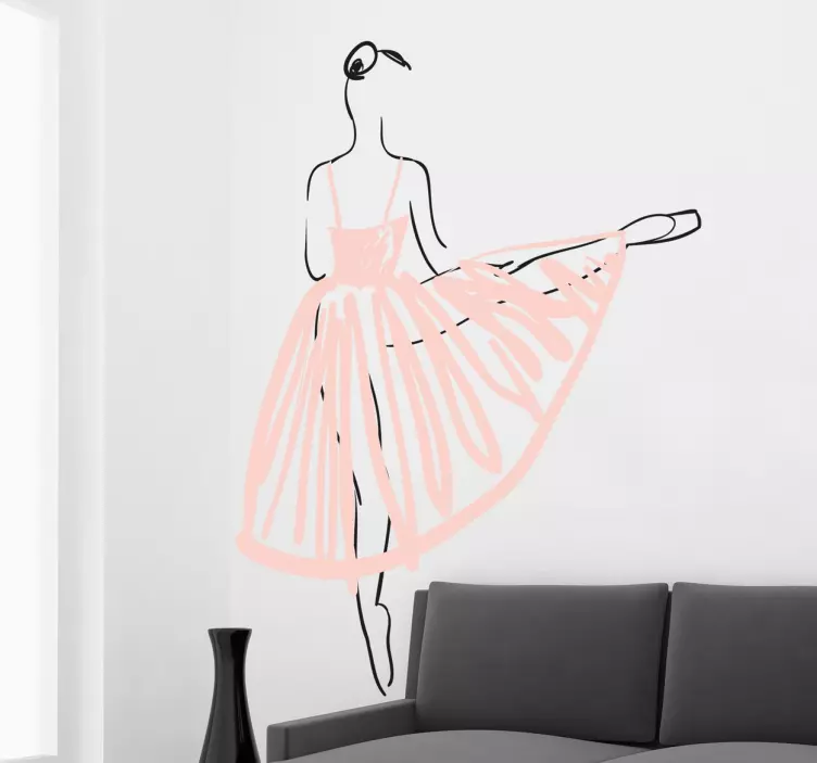 Ballerina dans roze jurk sticker - TenStickers