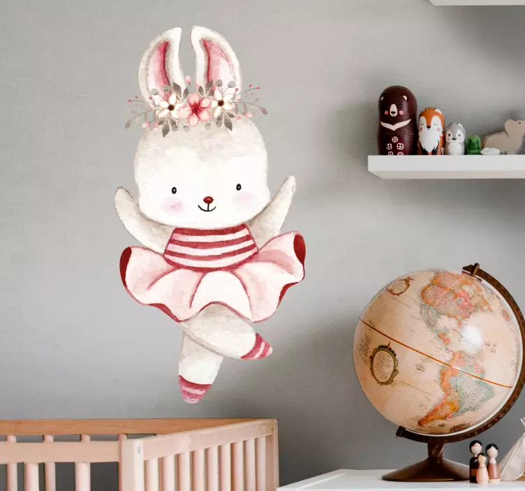 Ballet konijn decoratie muursticker kinderkamer - TenStickers