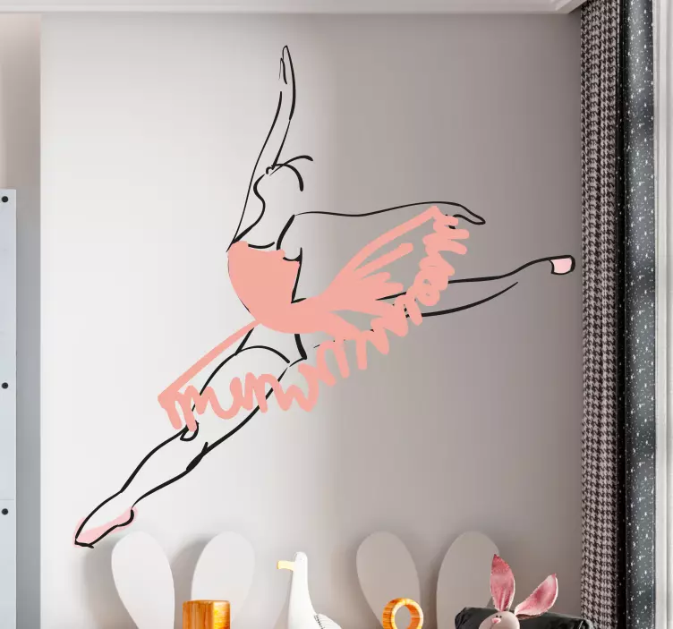 Balletdanseres omtrek dans sticker - TenStickers