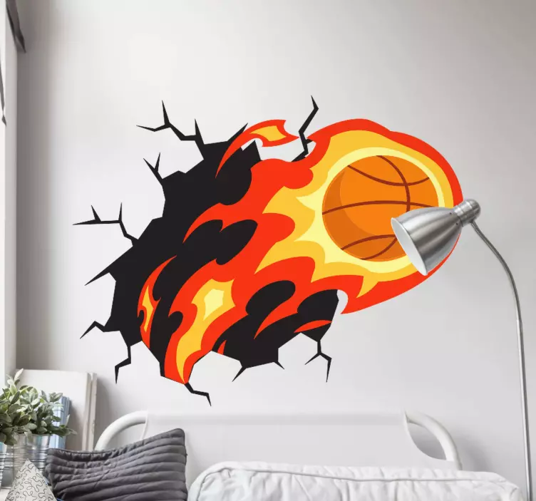 Basketbal sticker vurige basketbal impact - TenStickers