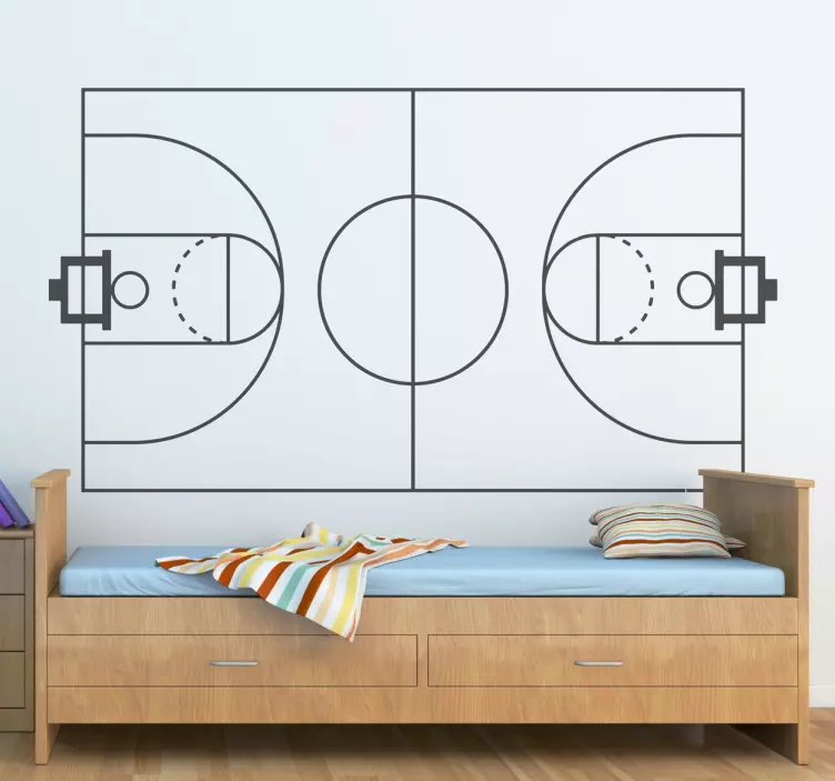 Basketbalveld Silhouet Muursticker - TenStickers