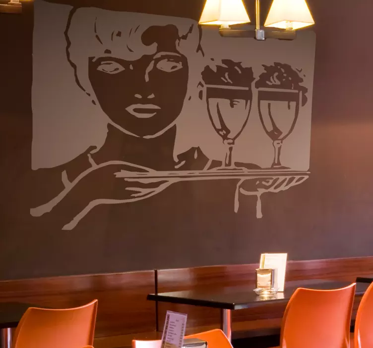 Bedrijfsstickers restaurant serveerster - TenStickers