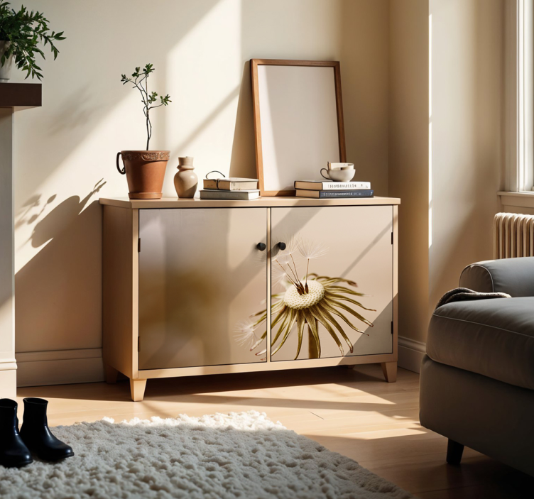 Beige paardenbloem kast stickers - TenStickers