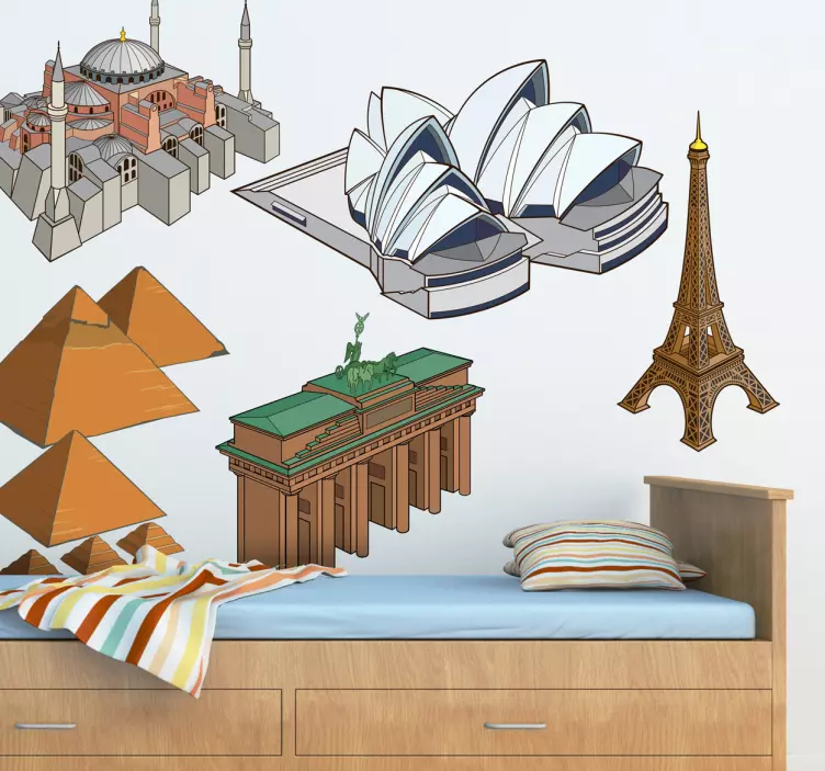 Bekende gebouwen sticker - TenStickers