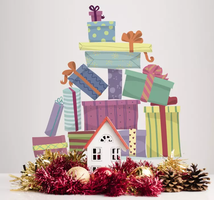 Berg van geschenken muursticker - TenStickers