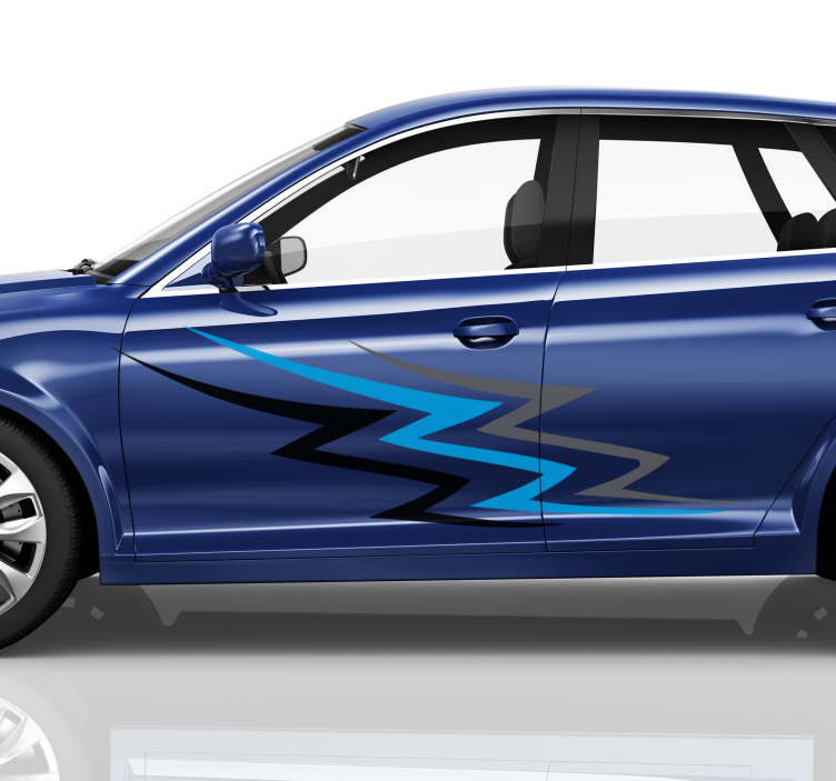 Bestickering auto met blauwe en zwarte strepen - TenStickers