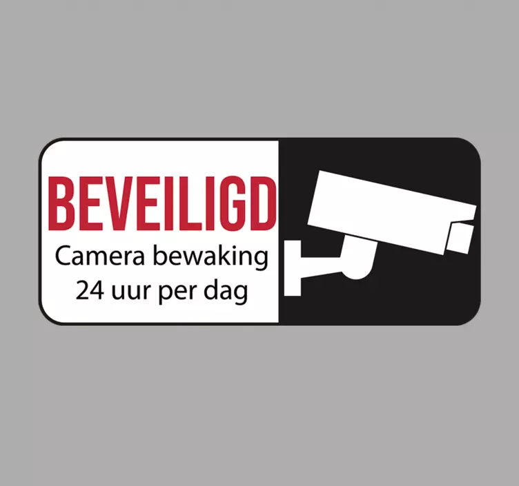 Beveiligde camera 24 uur per dag vinyl sign zelfklevende sticker - TenStickers