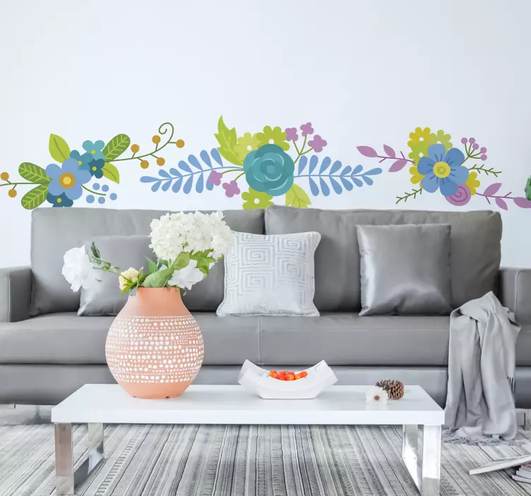 Blauwe winter bloemen sticker - TenStickers