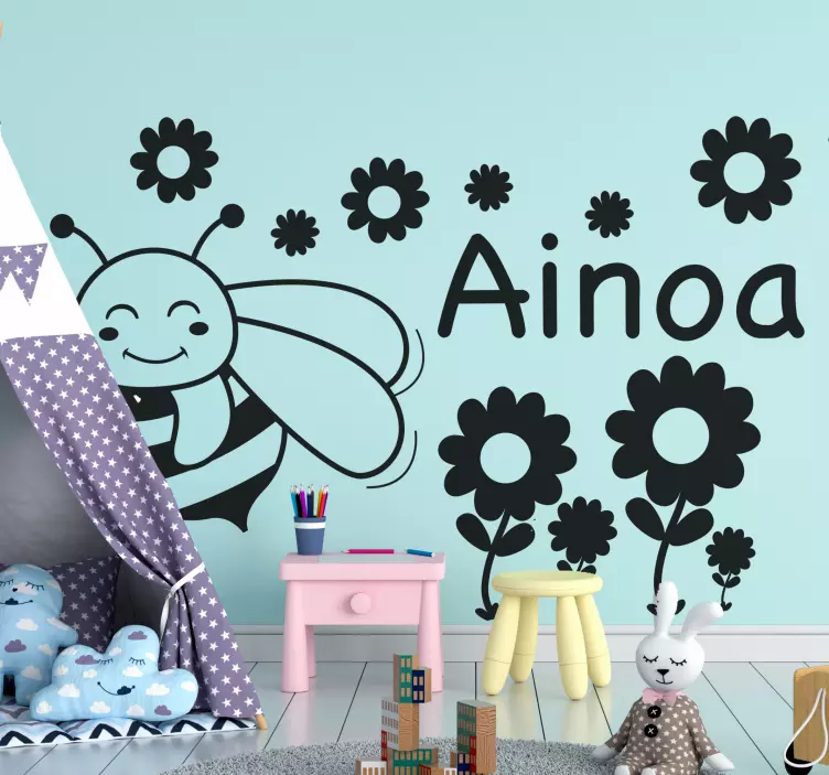 Blije bij met bloemen huisdier sticker - TenStickers