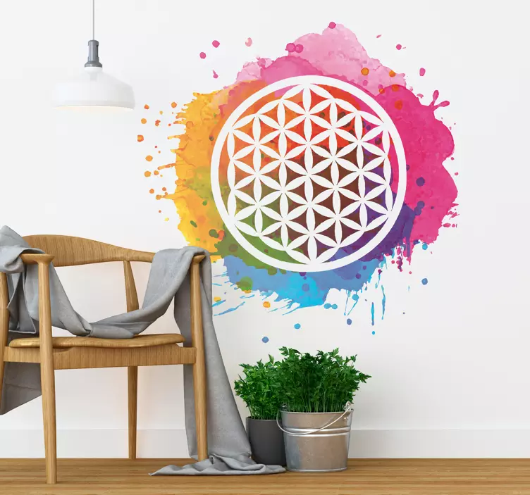 Flower of life yoga muursticker - TenStickers