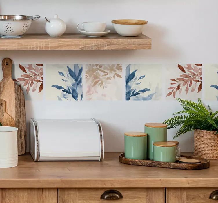 Bloemen aquarelpatroon tegelsticker - TenStickers