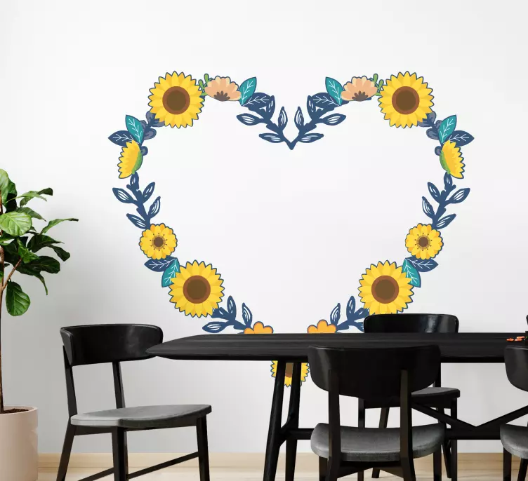 Muurstickers bloemen Hart zon bloem - TenStickers