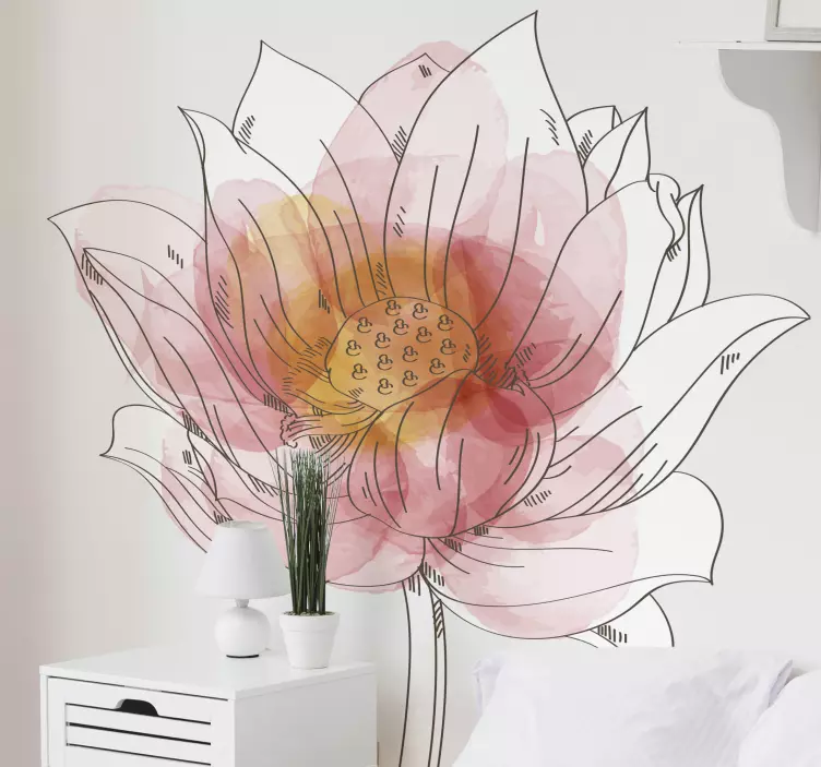 Muurstickers bloemen Lotus lilly aquarel - TenStickers