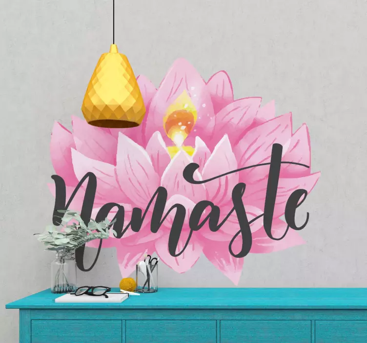 Muurstickers bloemen Namaste roze lotus - TenStickers
