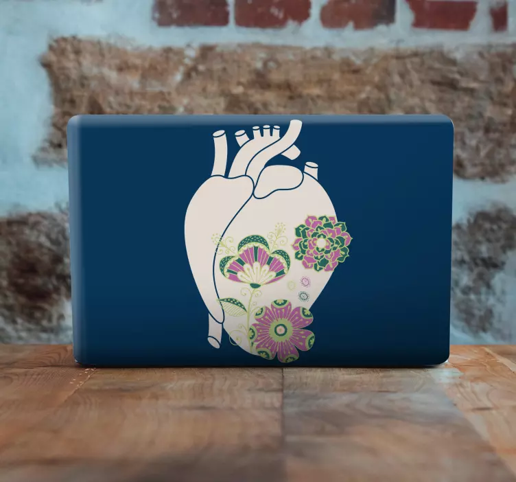 Bloemenhartontwerp laptop sticker - TenStickers