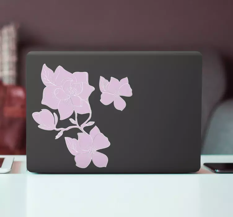 Bloemenmotief accent laptop sticker - TenStickers
