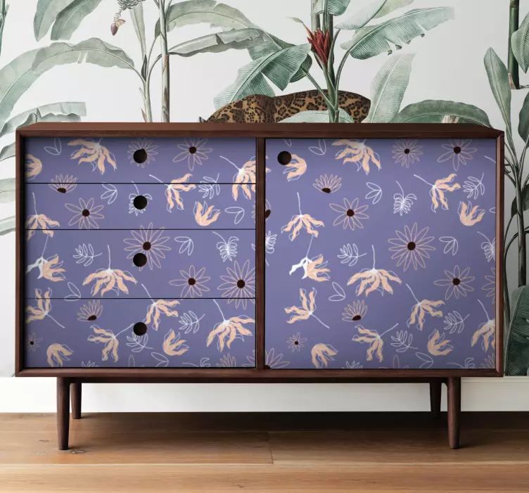 Bloemenmotief oppervlak muursticker patroon - TenStickers