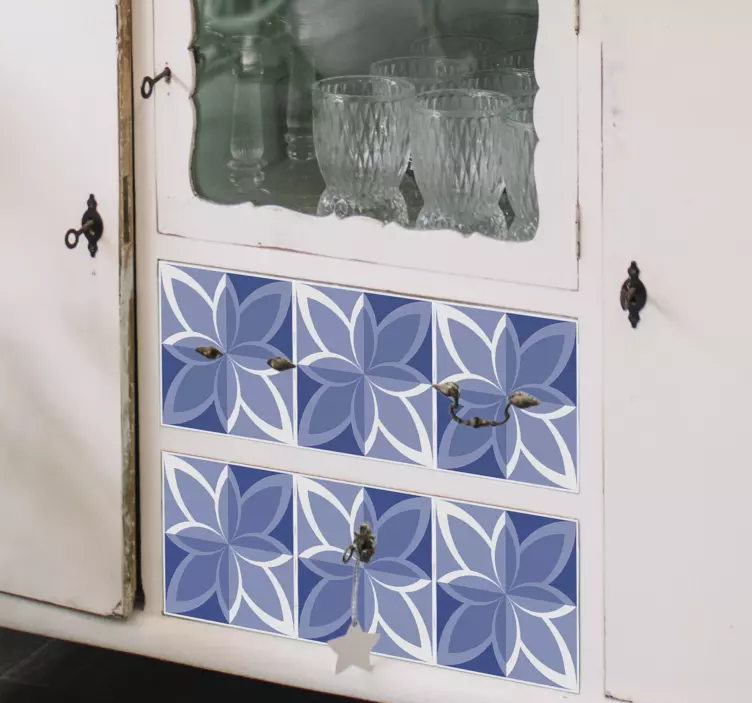 Bloemenpatroon motief sticker geometrische vormen - TenStickers