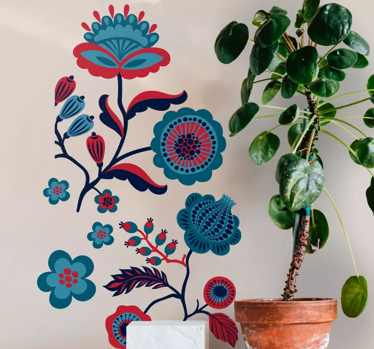 Bloemig veelkleurig arrangement sticker bloemen en planten - TenStickers