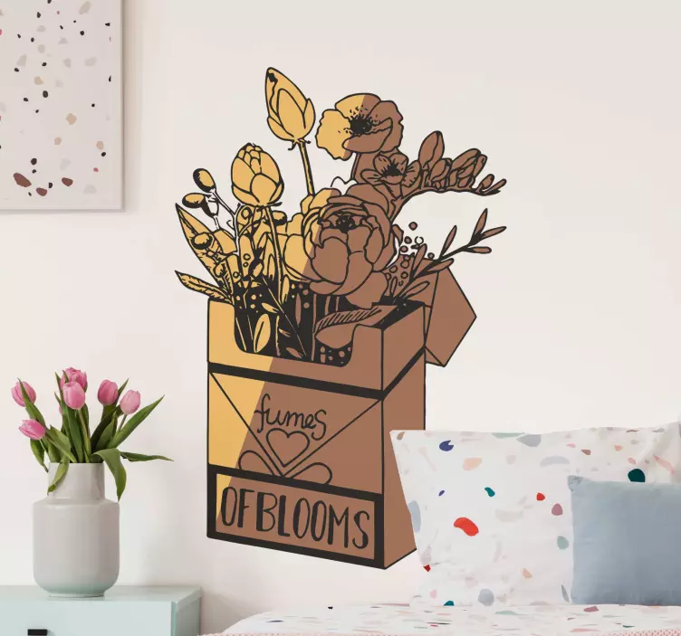Bloemstuk in een doos sticker bloemen en planten - TenStickers