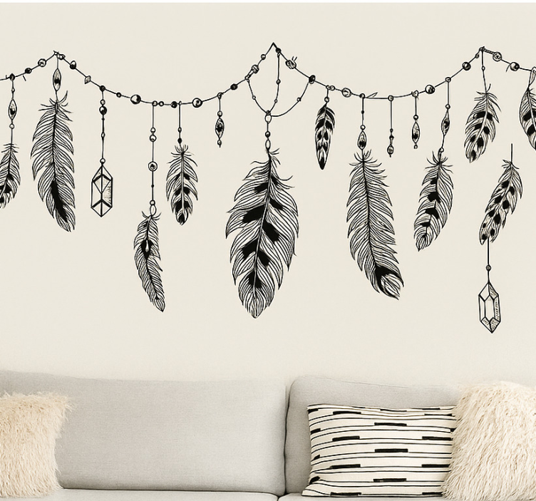 Bohemian boho veren woonkamer muursticker - TenStickers