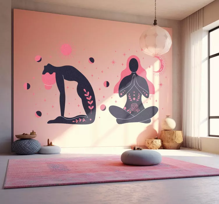 Boho yoga posities Muursticker sport - TenStickers