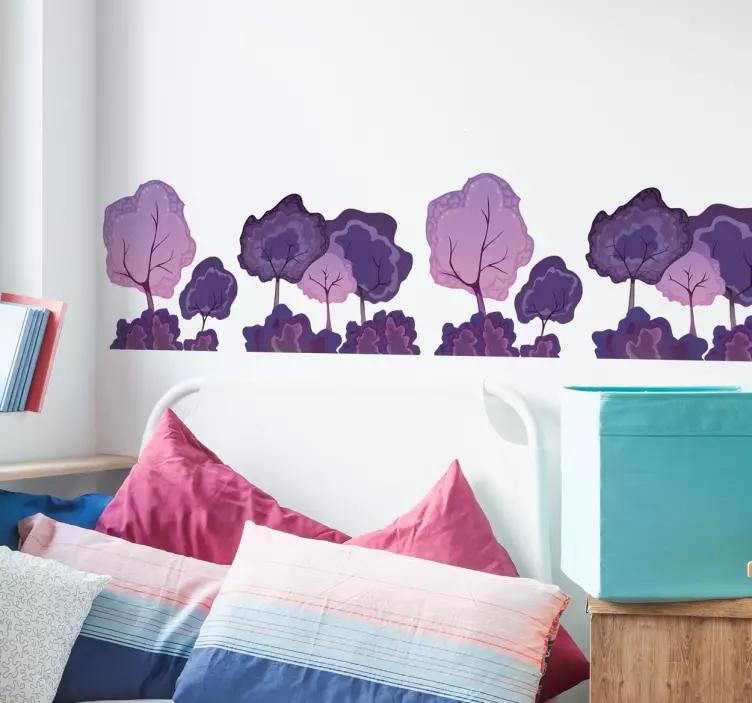 Muursticker boom Violet bos zelfklevende rand - TenStickers