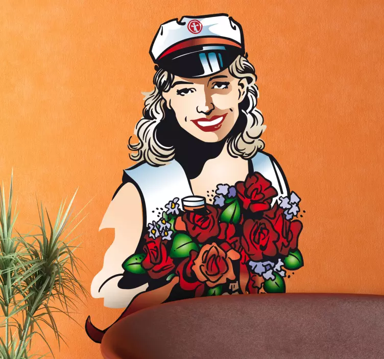 Boot bloemen bruid sticker - TenStickers