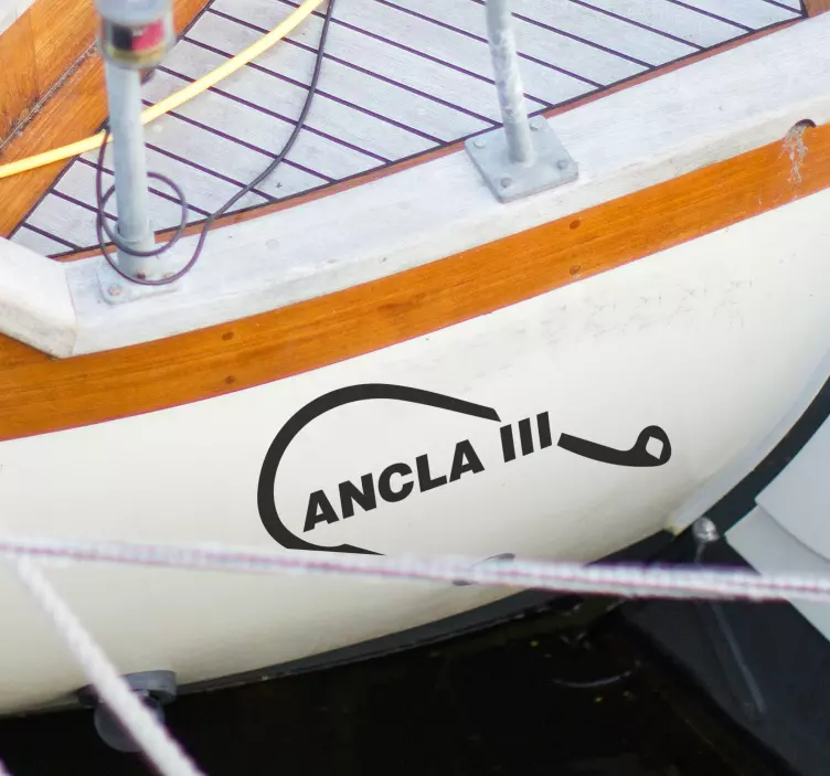 Bootsticker met naam en vishengel - TenStickers