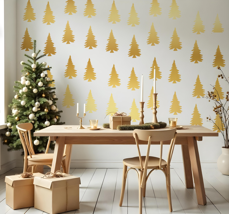 Silhouet Bos bomen kerst sticker - TenStickers